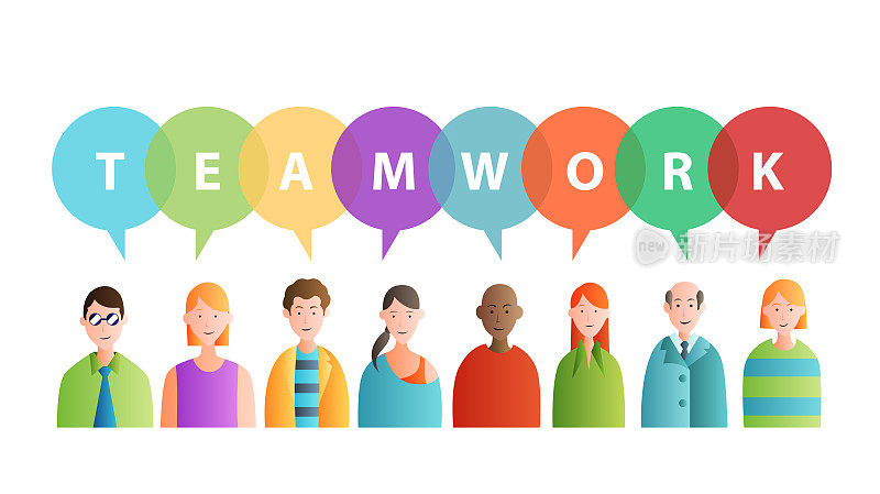 Teamwork word and people
